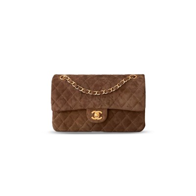CHANEL SUEDE MEDIUM DOUBLE FLAP SHOULDER BAG 306488 (25*16*8cm)